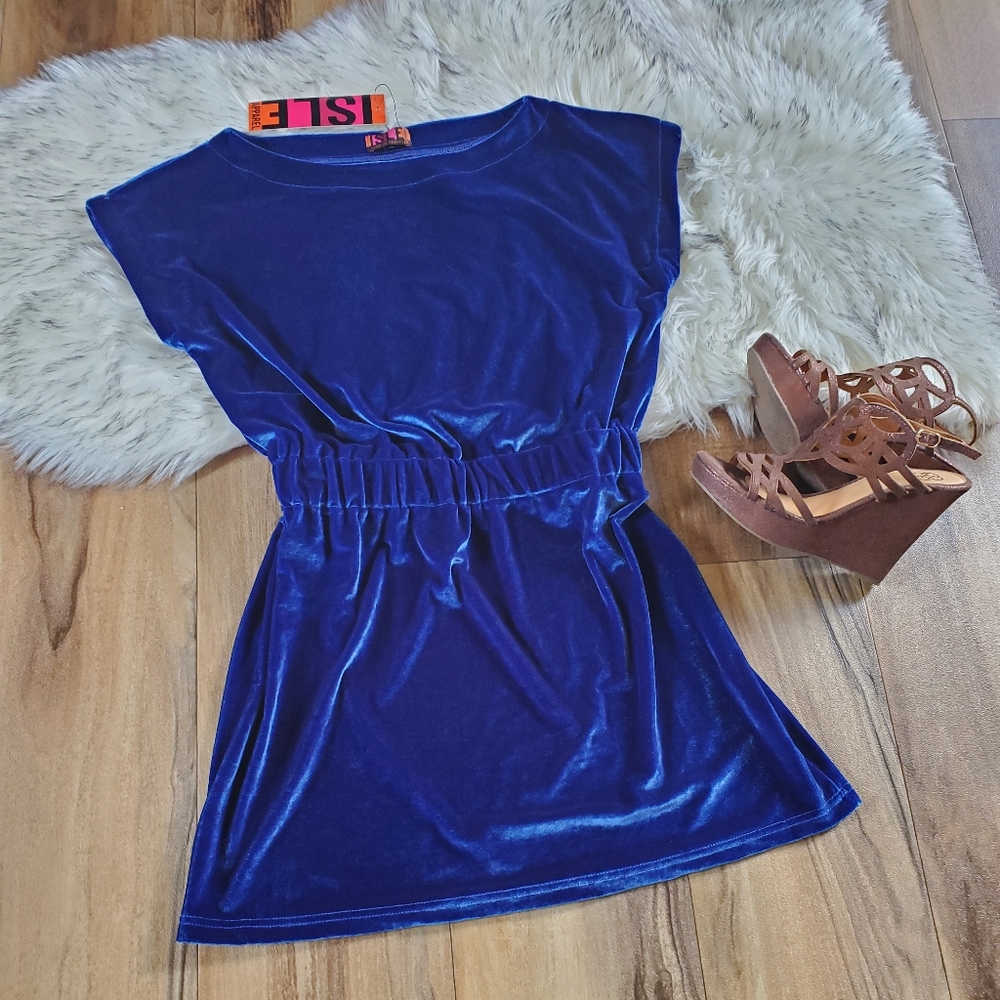 Blue velvet dress